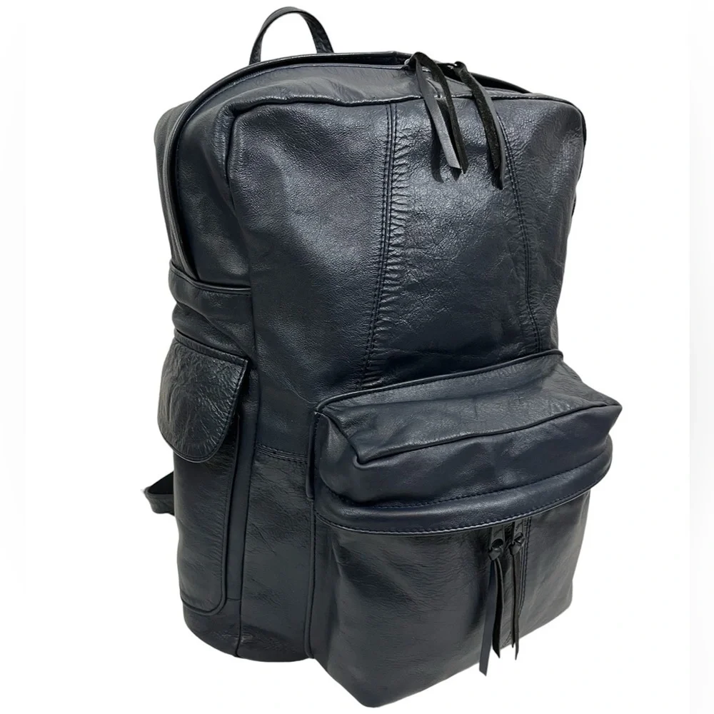 Vtg Leather Backpack, Navy Blue, by Shedhorn Creek Leather Products 1990s